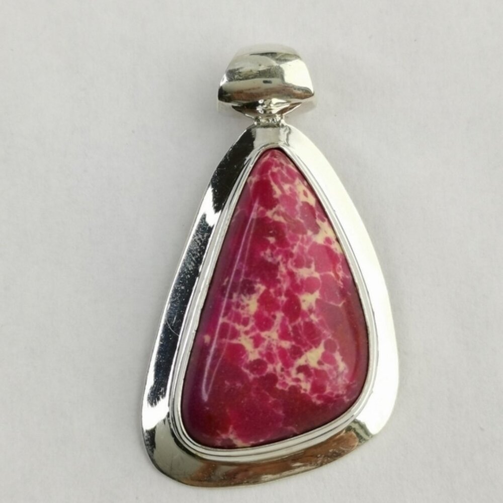 Sterling Silver Raspberry Red Jasper Drop Pendant - image 7